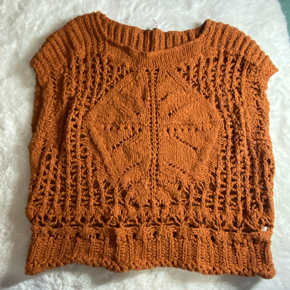 free people orange knit sweater